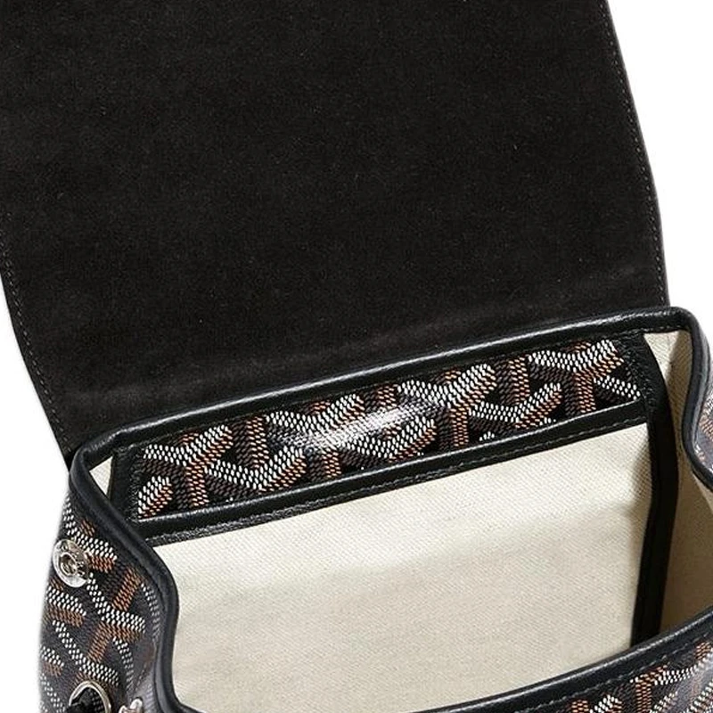 商品[国内直发] Goyard|戈雅 Alpin 老花满印可拆卸可调节肩带 帆布拼皮 书包背包双肩包 迷你 男女同款情侣款 黑色,价格¥29699,第7张图片详细描述