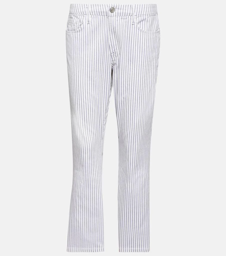 商品FRAME|Le Crop Mini Boot Striped Jeans In White,价格¥1319,第4张图片详细描述