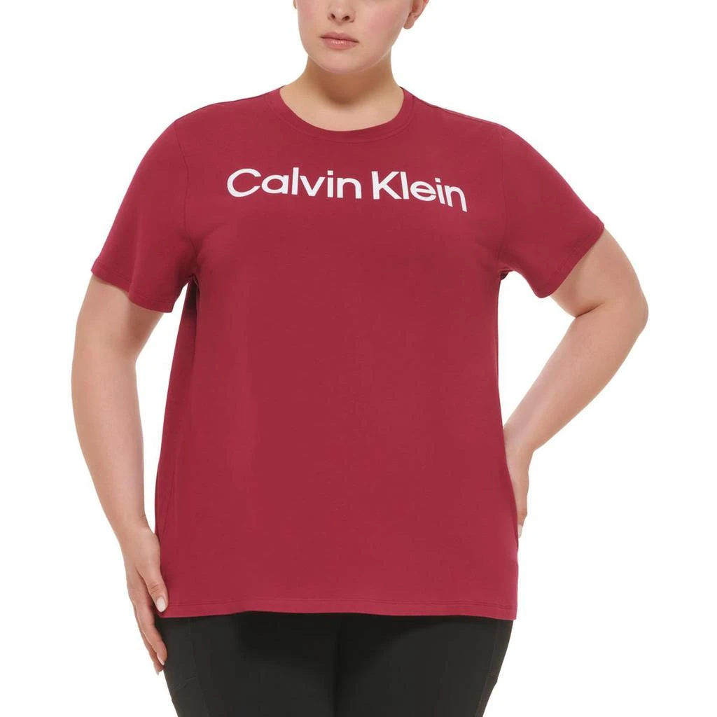 商品Calvin Klein|Calvin Klein Womens Plus Logo Crewneck Shirts & Tops,价格¥101,第1张图片