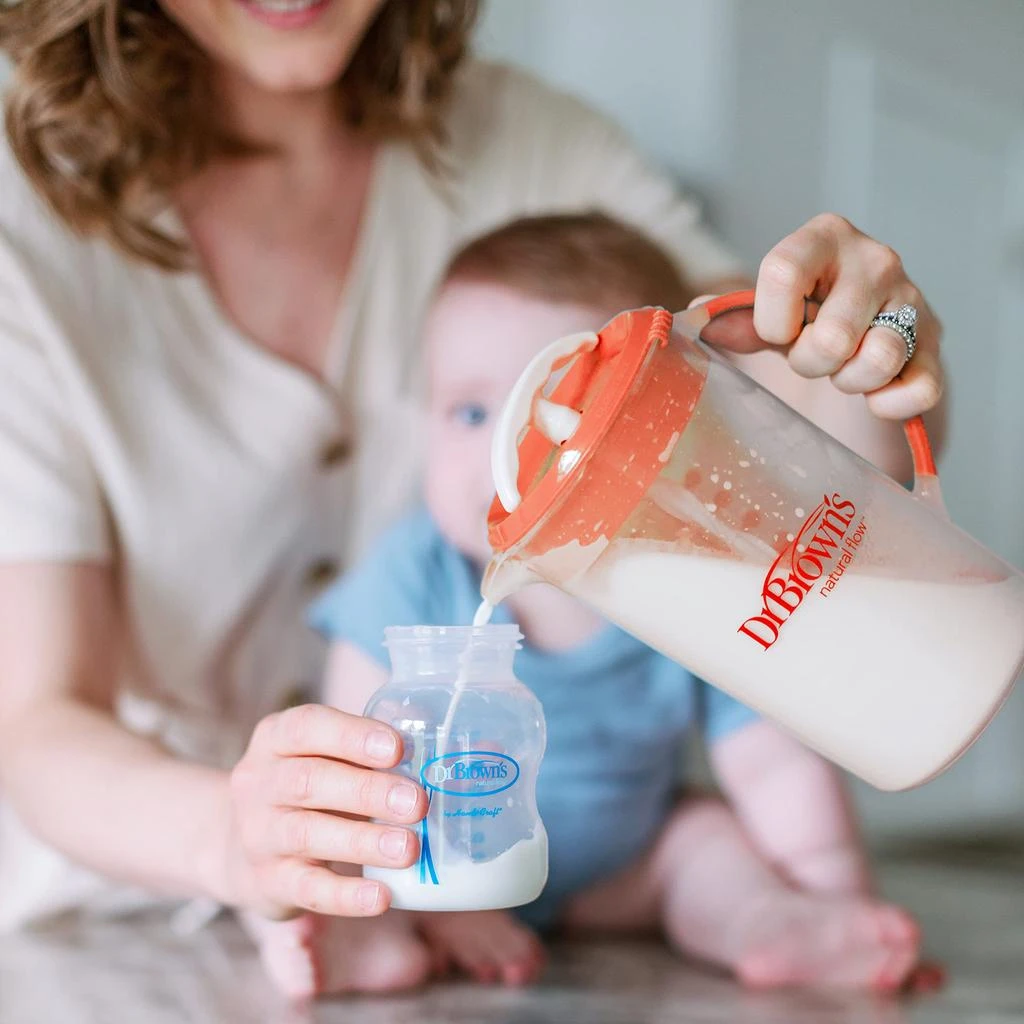 Dr. Brown's Baby Formula Mixing Pitcher with Adjustable Stopper, Locking Lid, & No Drip Spout, 32oz, BPA Free, Orange 商品