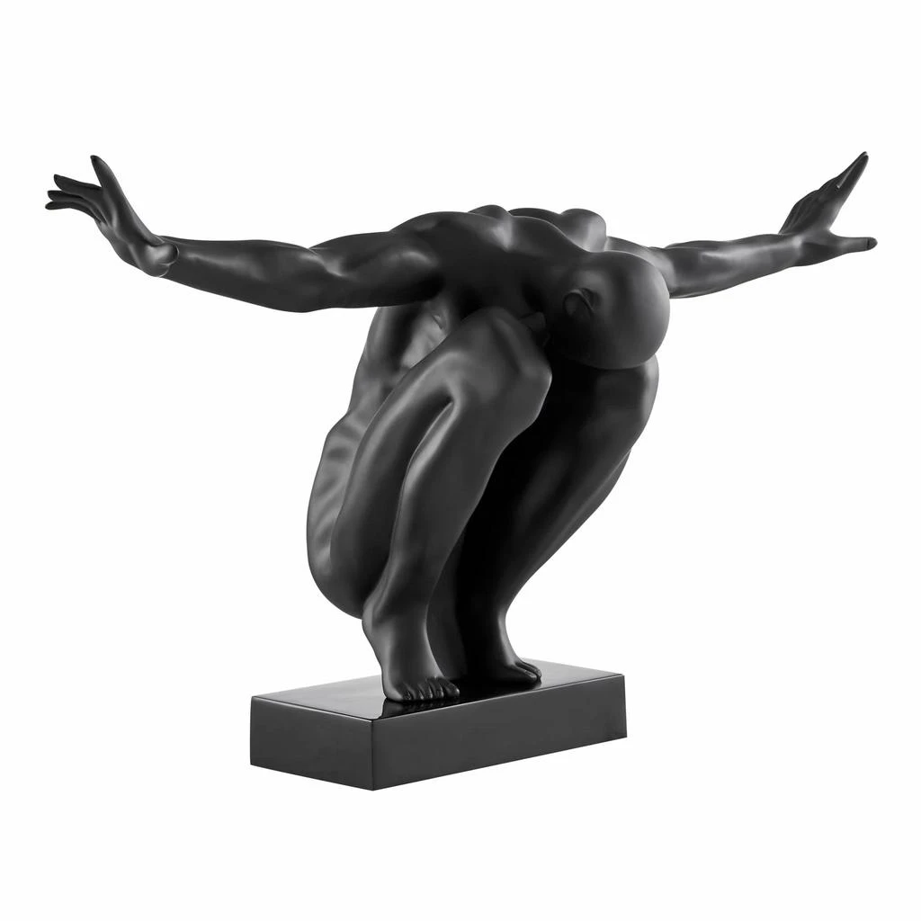 商品Finesse Decor|Large Saluting Man Resin Sculpture 37" Wide x 19" Tall // Matte Black,价格¥1418,第1张图片