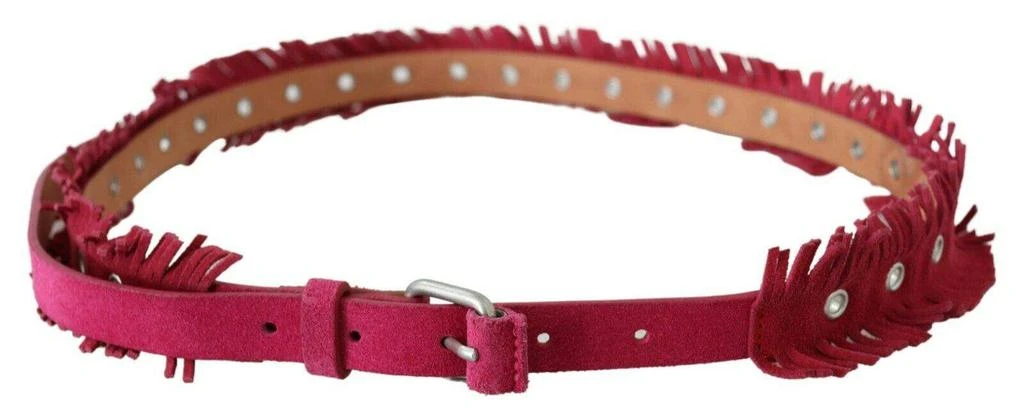 商品ERMANNO|Ermanno Scervino Maroon Leather Fringes Silver Buckle Waist Belt,价格¥714,第2张图片详细描述