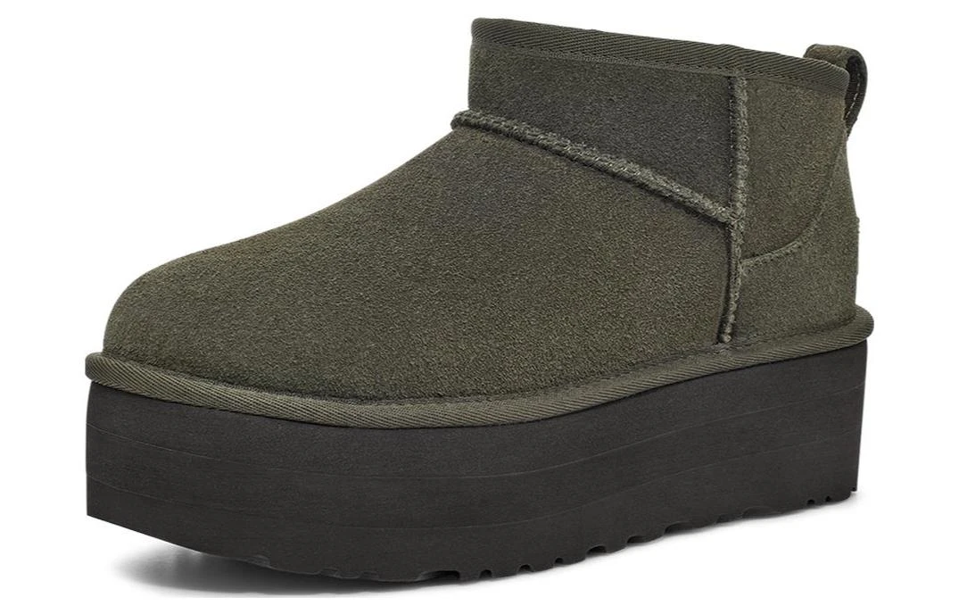 商品[国内直发] UGG|牛反绒 简洁时尚 短筒 雪地靴 女款 森林绿色,价格¥918,第3张图片详细描述