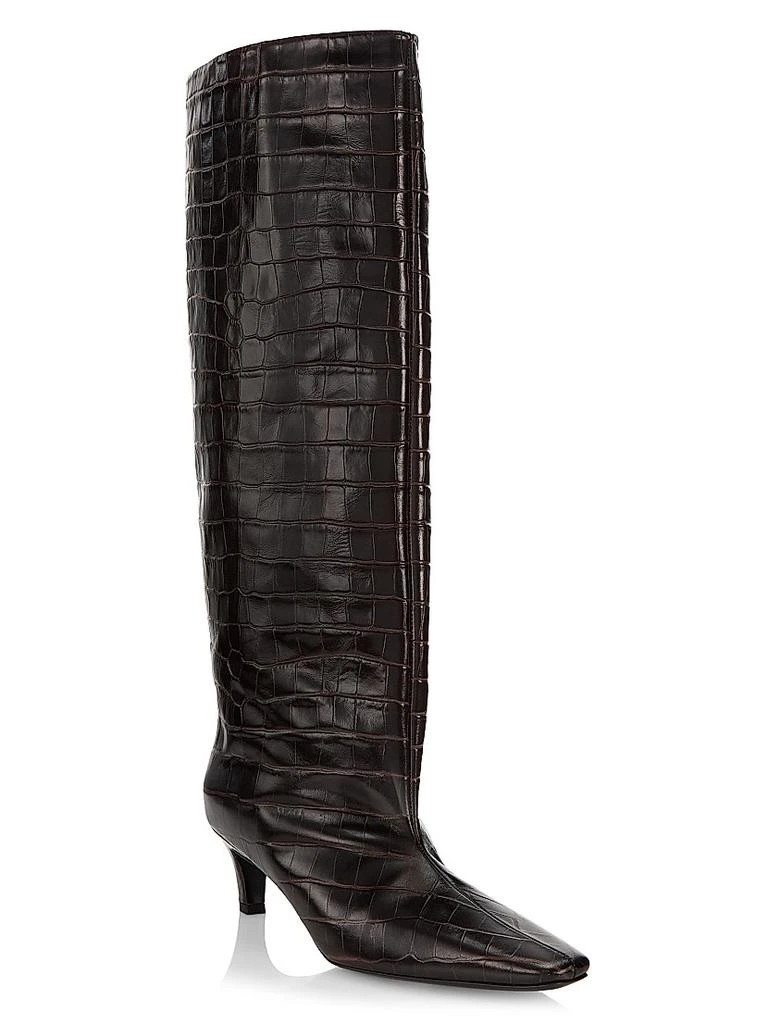 商品Totême|The Wide Calf Croc-Embossed Leather Boots,价格¥8460,第2张图片详细描述