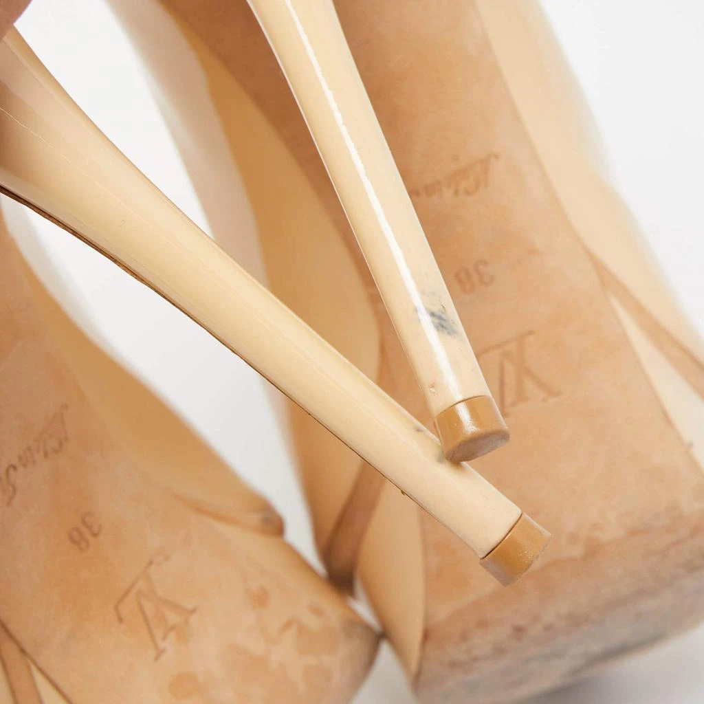 Louis Vuitton Beige Patent Leather Eyeline Peep Toe Pumps Size 38 商品