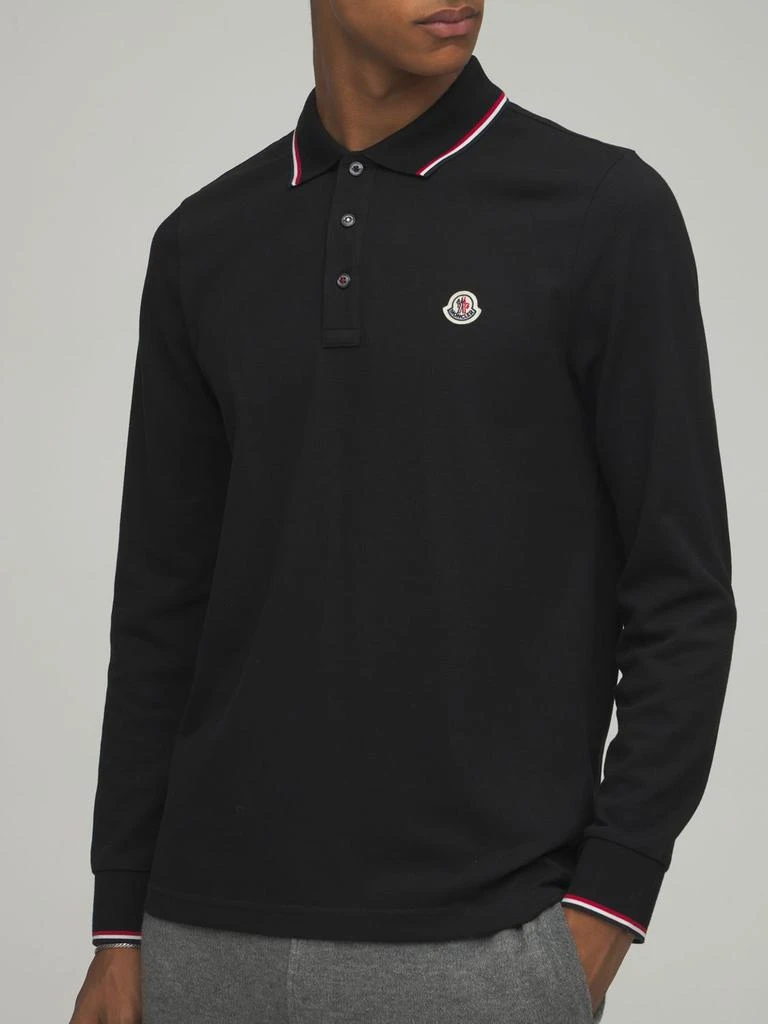 商品Moncler|Long Sleeves Cotton Piquet Polo Shirt,价格¥2966,第2张图片详细描述