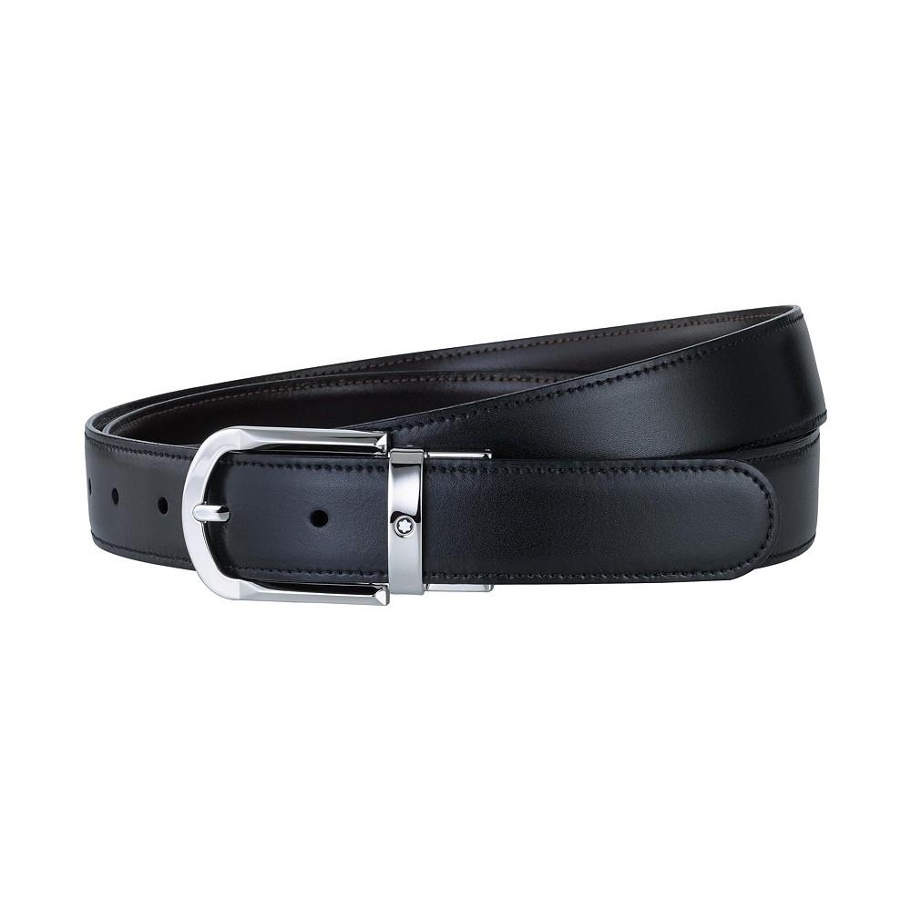 Men's Black & Brown Reversible Leather Belt商品第1张图片规格展示