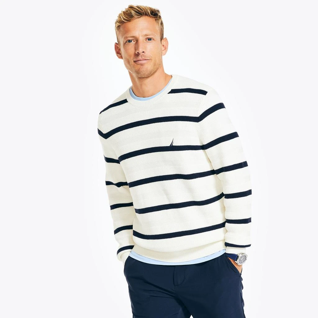 商品Nautica|Nautica Mens Navtech Textured Striped Crewneck Sweater,价格¥222,第1张图片