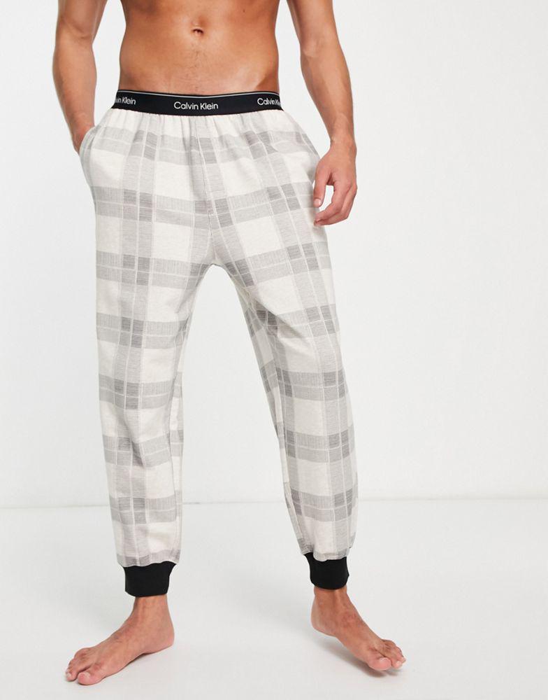 Calvin Klein co-ord lounge jogger in grey/ cream check商品第1张图片规格展示