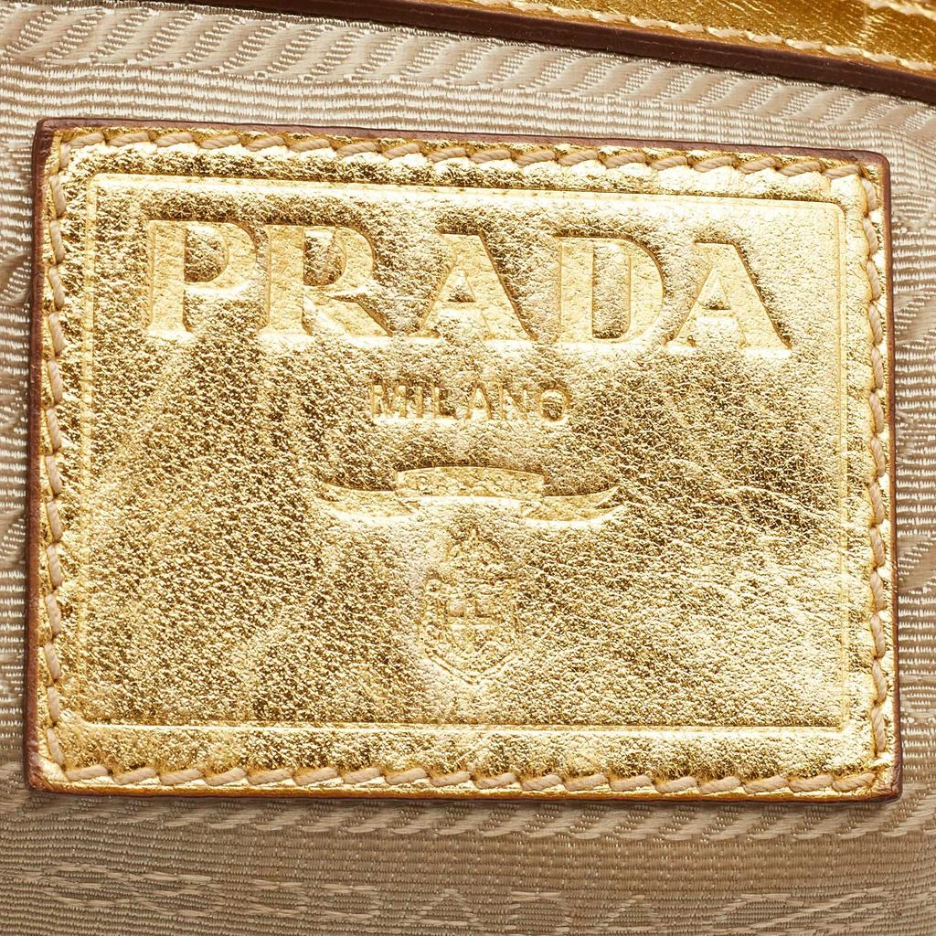 Prada Metallic Gold Woven Madras Leather Frame Satchel 商品