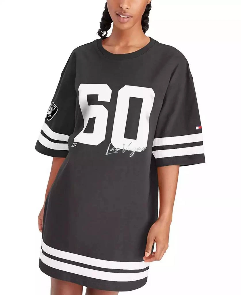 商品Tommy Hilfiger|Women's Black Las Vegas Raiders Clair Half-Sleeve Dress,价格¥463,第4张图片详细描述