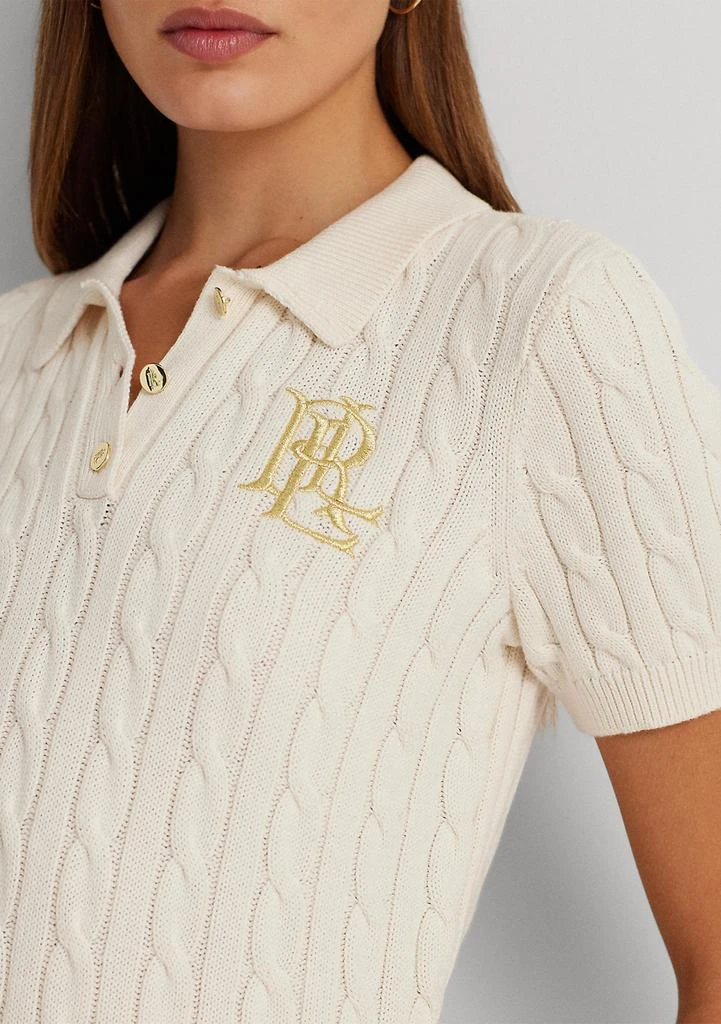 商品Ralph Lauren|Cable Knit Cotton Polo Sweater,价格¥708,第3张图片详细描述
