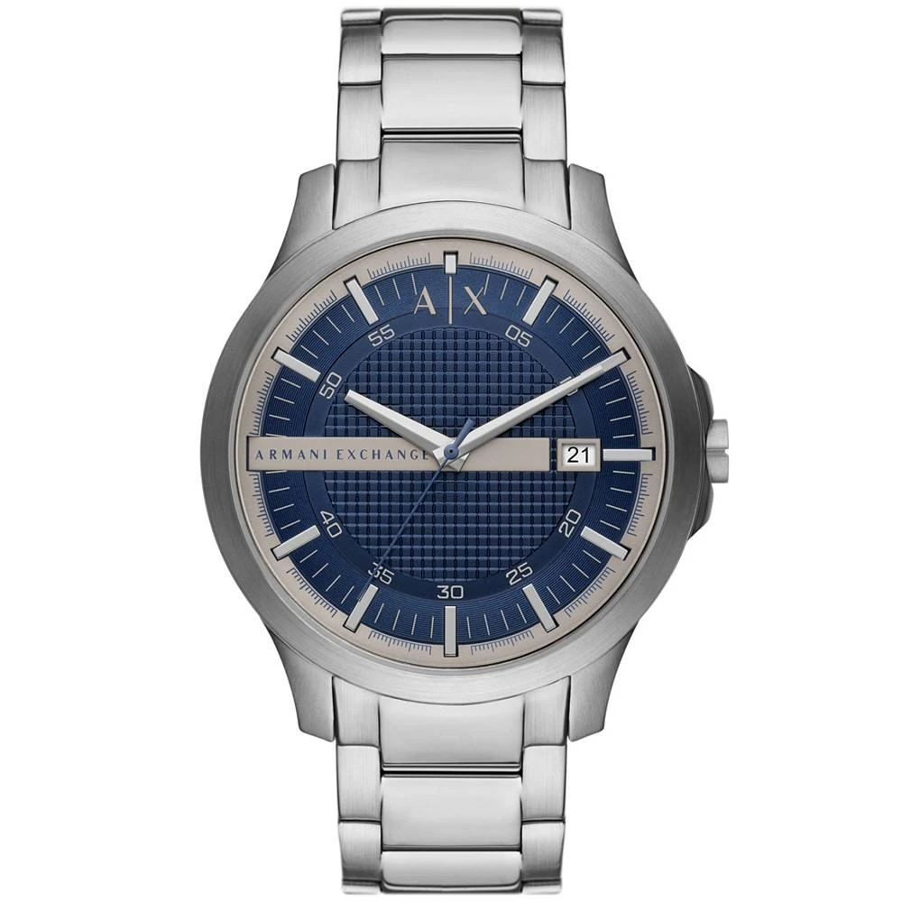 商品Armani Exchange|Men's Quartz Three Hand Date Silver-Tone Stainless Steel Watch 46mm,价格¥1281,第1张图片