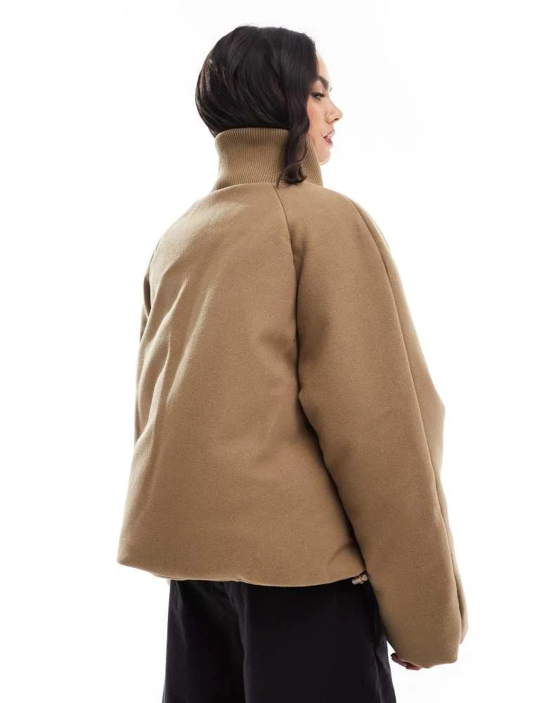商品ASOS|ASOS DESIGN knit collar clean puffer jacket in mushroom,价格¥628,第2张图片详细描述