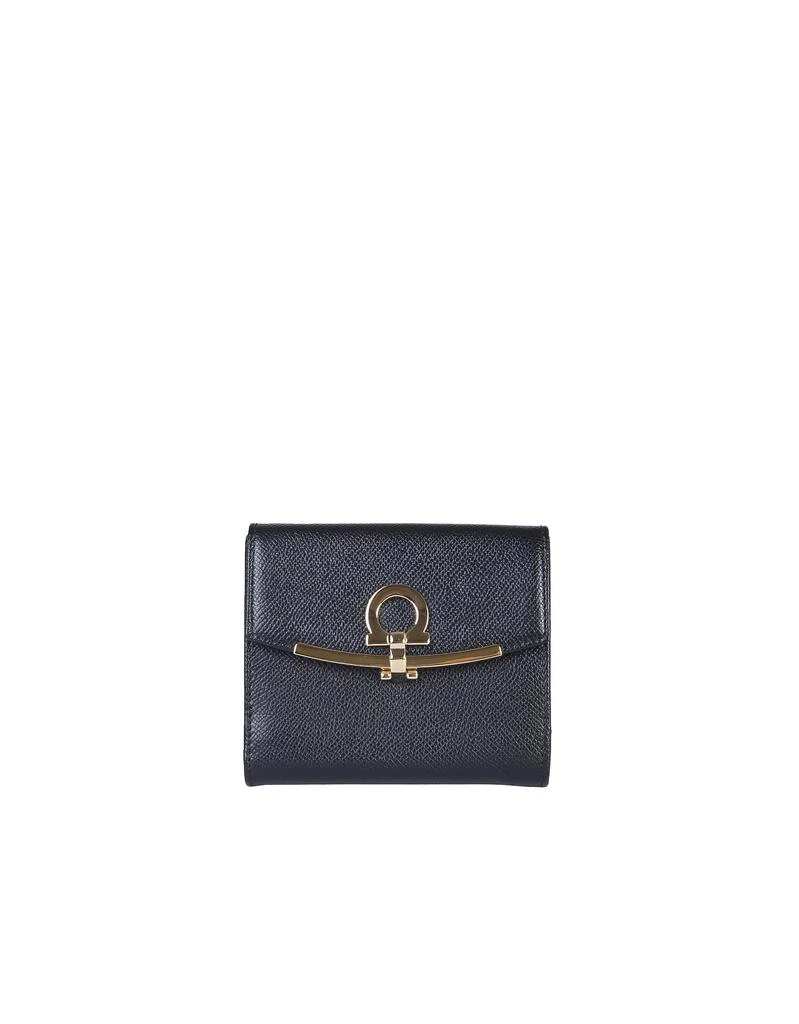 商品Salvatore Ferragamo|Black Leather Gancini Flap Wallet,价格¥3275,第1张图片