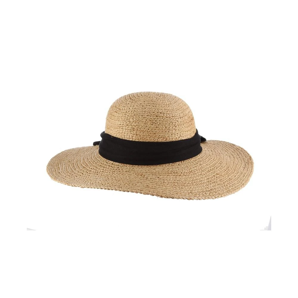 商品SCALA|Women's Wide Brim Round Raffia Hat with Linen Bow,价格¥1010,第3张图片详细描述