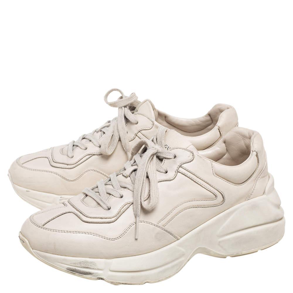 商品[二手商品] Gucci|Gucci Cream Leather Rhyton Sneakers Size 40.5,价格¥3262,第6张图片详细描述