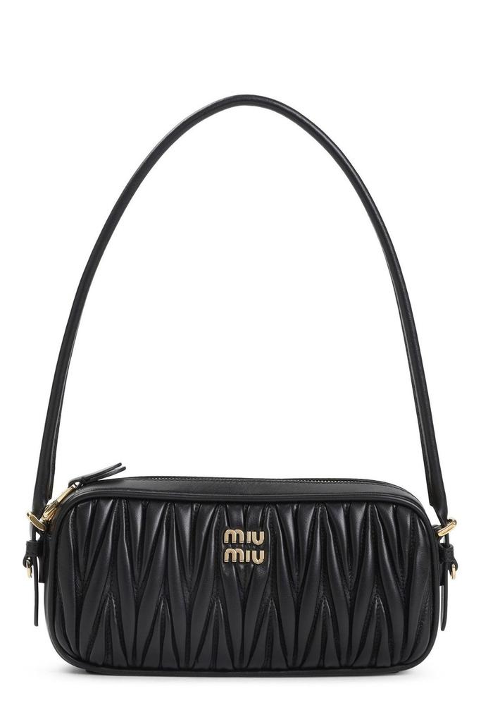 Shop Miu Miu Logo-Lettering Zipped Shoulder Bag on Sale at