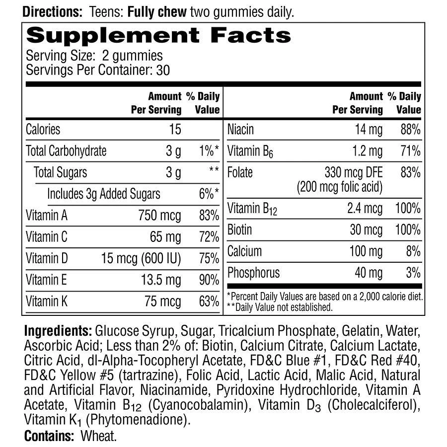 商品One A Day|For Her Teen Multivitamin Gummies Assorted,价格¥116,第4张图片详细描述
