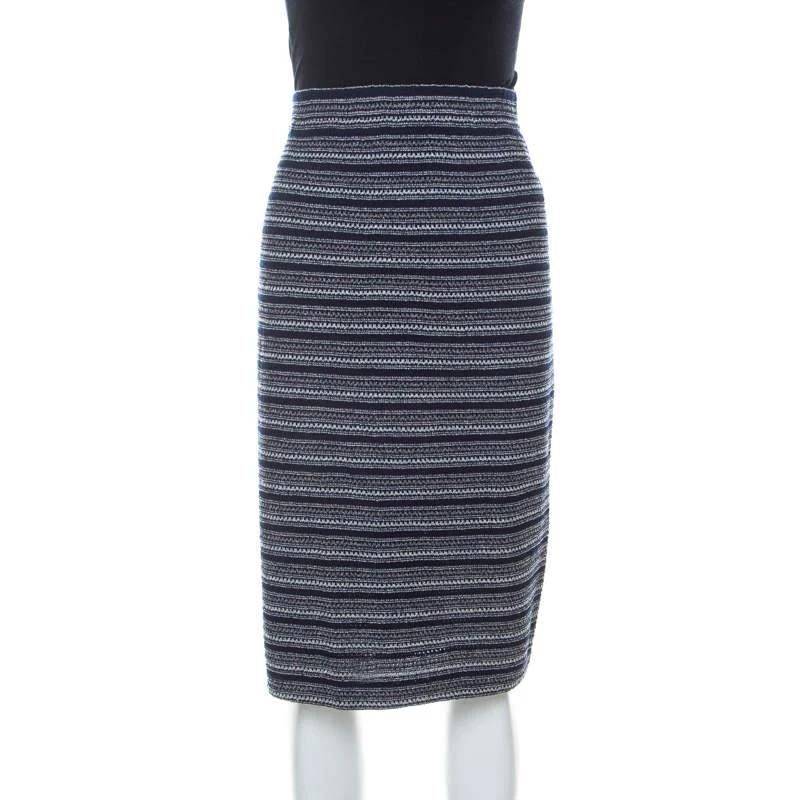 商品[二手商品] St. John|St. John Collection by Marie Gray Navy Blue Striped Knit Skirt XL,价格¥1103,第1张图片