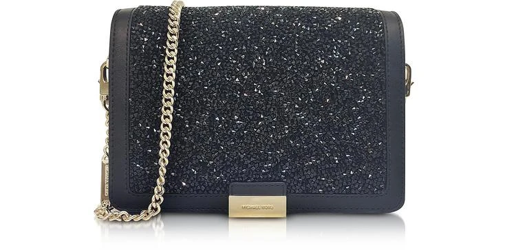 商品Michael Kors|Michael Kors Jade 黑色水晶和皮革手拿包,价格¥1131,第1张图片