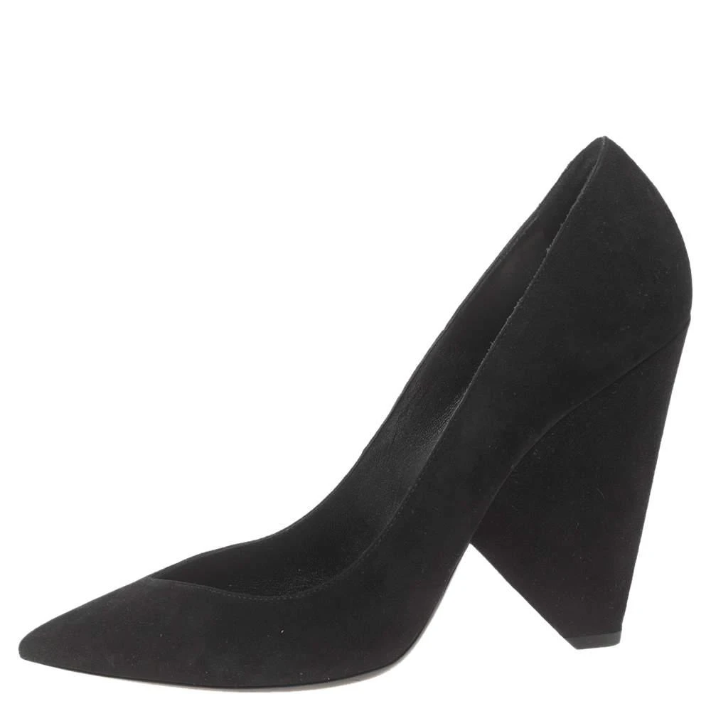 商品[二手商品] Yves Saint Laurent|Saint Laurent Black Suede Platform Block Pumps Size 40,价格¥1238,第2张图片详细描述