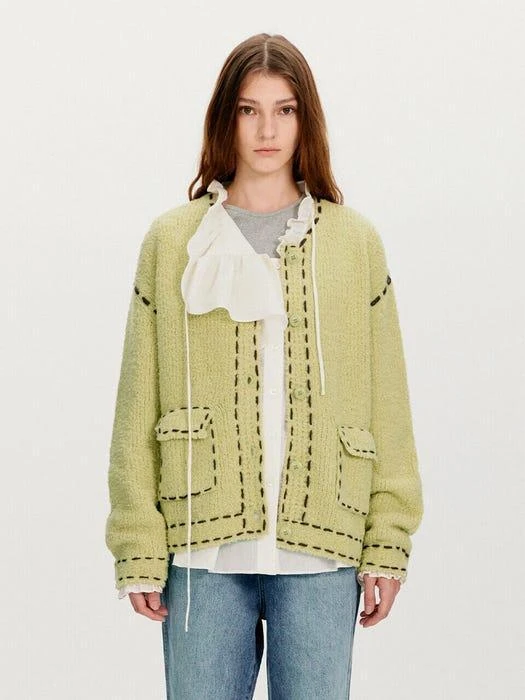 商品TheOpen Product|Fluffy Wool Stitch Cardigan_Green,价格¥753,第1张图片