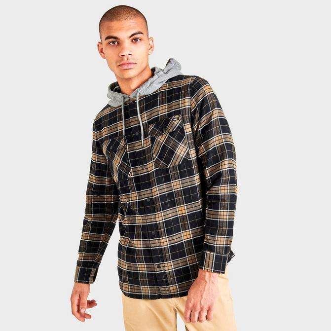 商品Vans|Men's Vans Parkway Hooded Flannel Buttondown Shirt,价格¥476,第1张图片