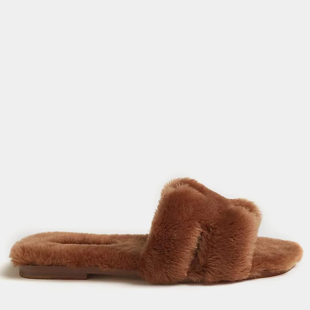 商品Hermes|Hermes Naturel Camel Shearling Oran Sandals Size 38,价格¥15048,第1张图片