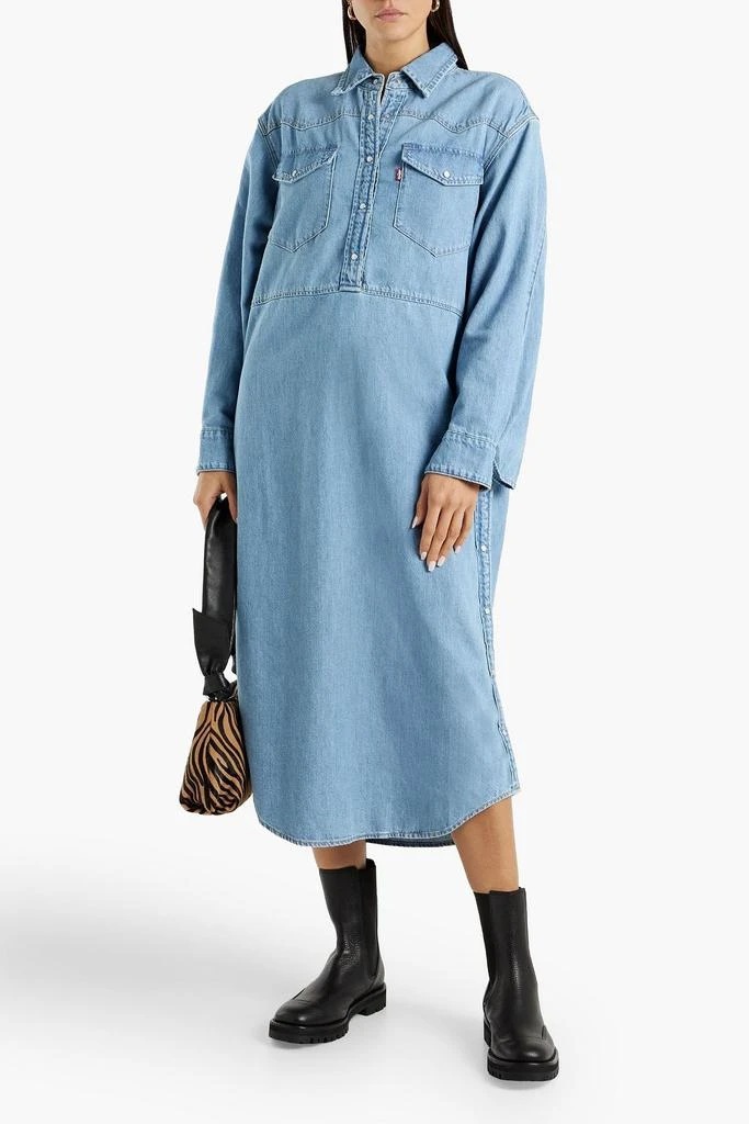 商品Ganni|Cotton and hemp-blend denim shirt dress,价格¥1260,第2张图片详细描述