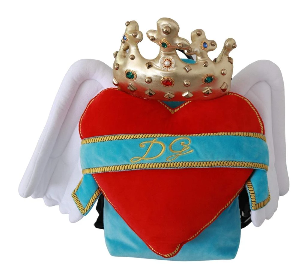 商品Dolce & Gabbana|Dolce & Gabbana  Red Blue Heart Wings DG Crown School Backpack,价格¥7606,第1张图片