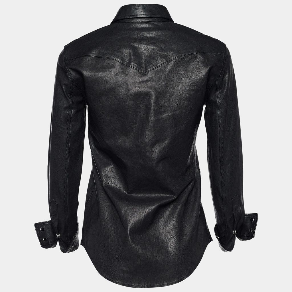 商品[二手商品] Yves Saint Laurent|Saint Laurent Black Leather Button Front Shirt S,价格¥4961,第4张图片详细描述