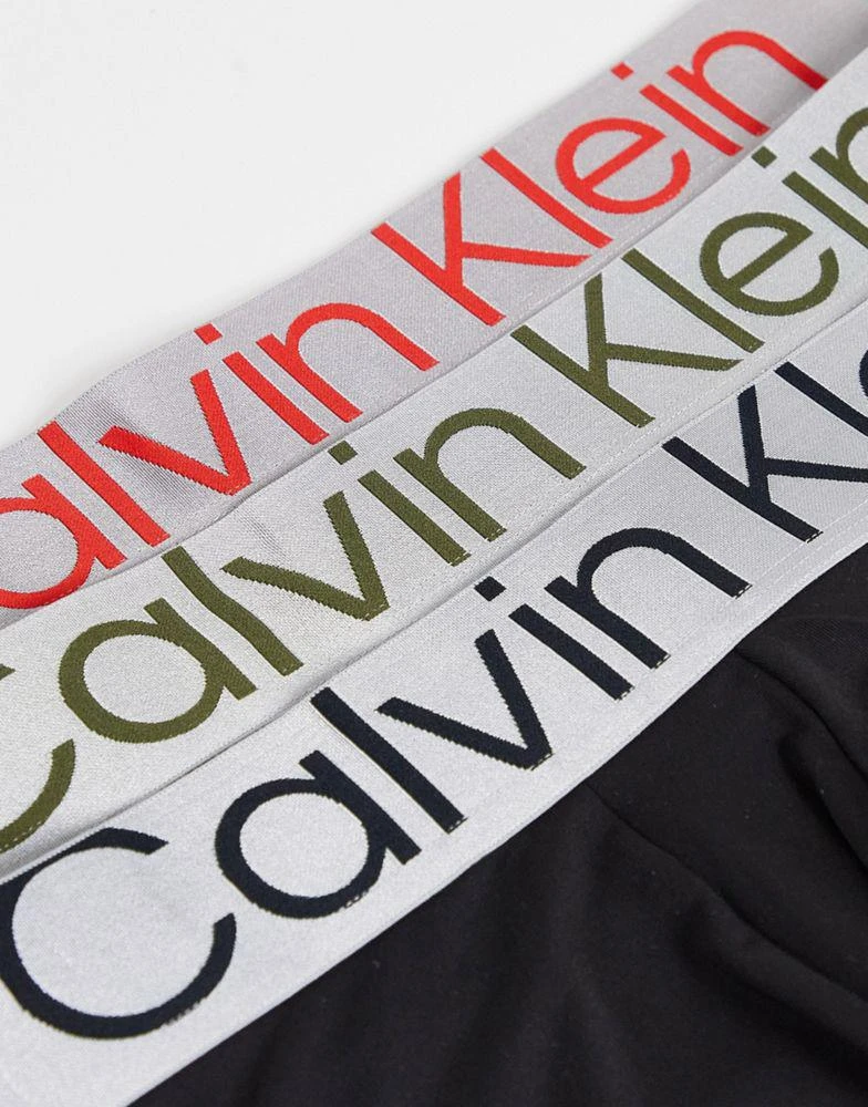商品Calvin Klein|Calvin Klein steel 3 pack micro low rise trunks in orange/green/black,价格¥353,第3张图片详细描述