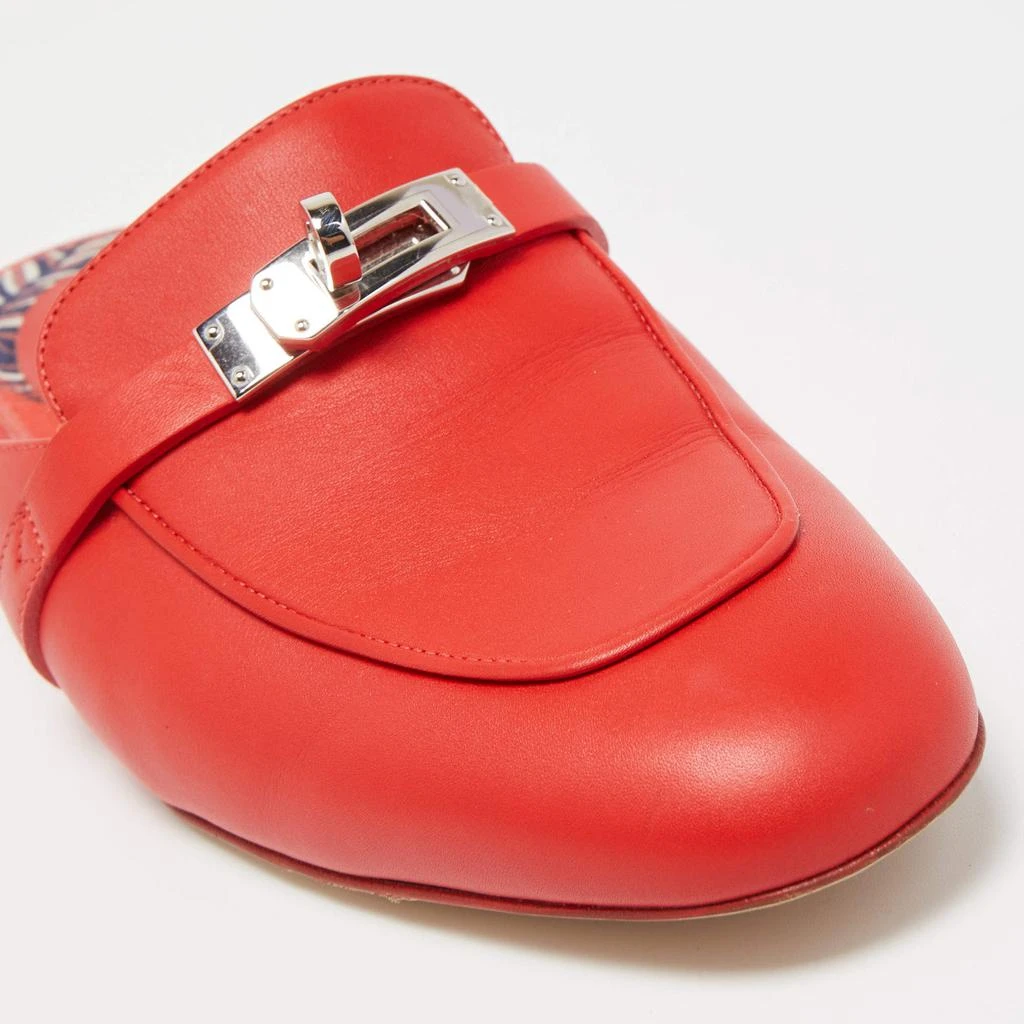 Hermes Red Leather Oz Flat Mules Size 37 商品