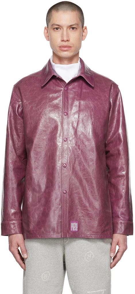 商品Martine Rose|Purple Overshirt Leather Jacket,价格¥6365,第1张图片