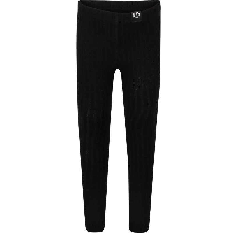 商品Little Man Happy|Ribbed logo leggings in black,价格¥244,第1张图片