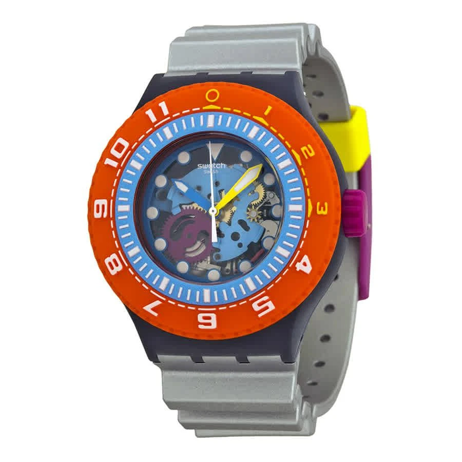 商品Swatch|Sea-through Blue transparent Silver Rubber Men's Watch SUUM101,价格¥607,第1张图片