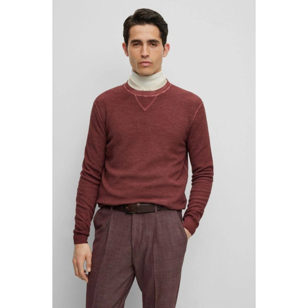 商品Hugo Boss|Structured-knit sweater in virgin wool, silk and cashmere,价格¥1468,第3张图片详细描述