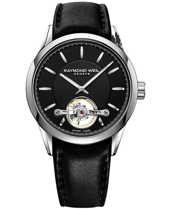 商品Raymond Weil|Raymond Weil Freelancer Automatic Black Dial Black Leather Strap Men's Watch 2780-STC-20001,价格¥12089,第1张图片
