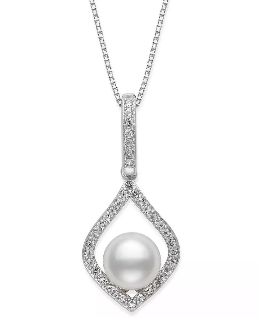 商品Belle de Mer|Cultured Freshwater Pearl (7mm) & Cubic Zirconia 18" Pendant Necklace in Sterling Silver,价格¥1053,第1张图片