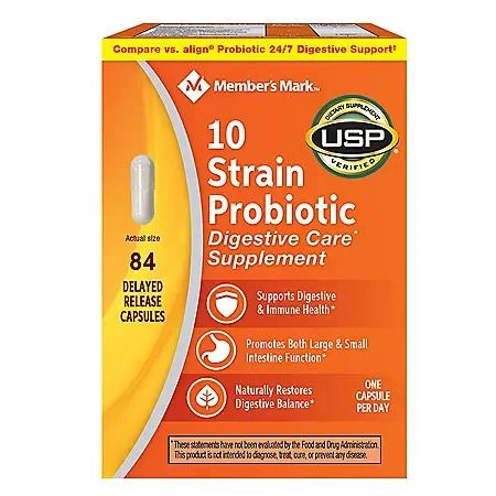 商品Member's Mark|Member's Mark 10 Strain Probiotic Capsules, 84 ct.,价格¥131,第1张图片