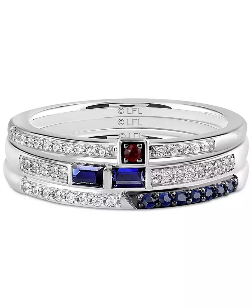 商品Wonder Fine Jewelry|Star Wars 3-pc. Set Sapphire (1/3 ct. t.w.), Garnet Accent, & Diamond (1/6 ct. t.w.) Star Wars R2D2 Inspired Rings in Sterling Silver,价格¥2617,第3张图片详细描述