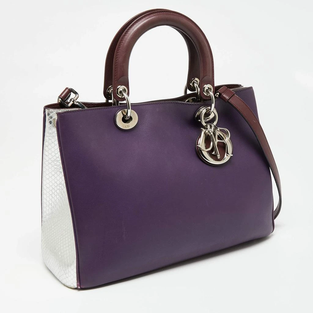 商品[二手商品] Dior|Dior Purple/Silver Leather and Python Medium Diorissimo Shopper Tote,价格¥8767,第3张图片详细描述