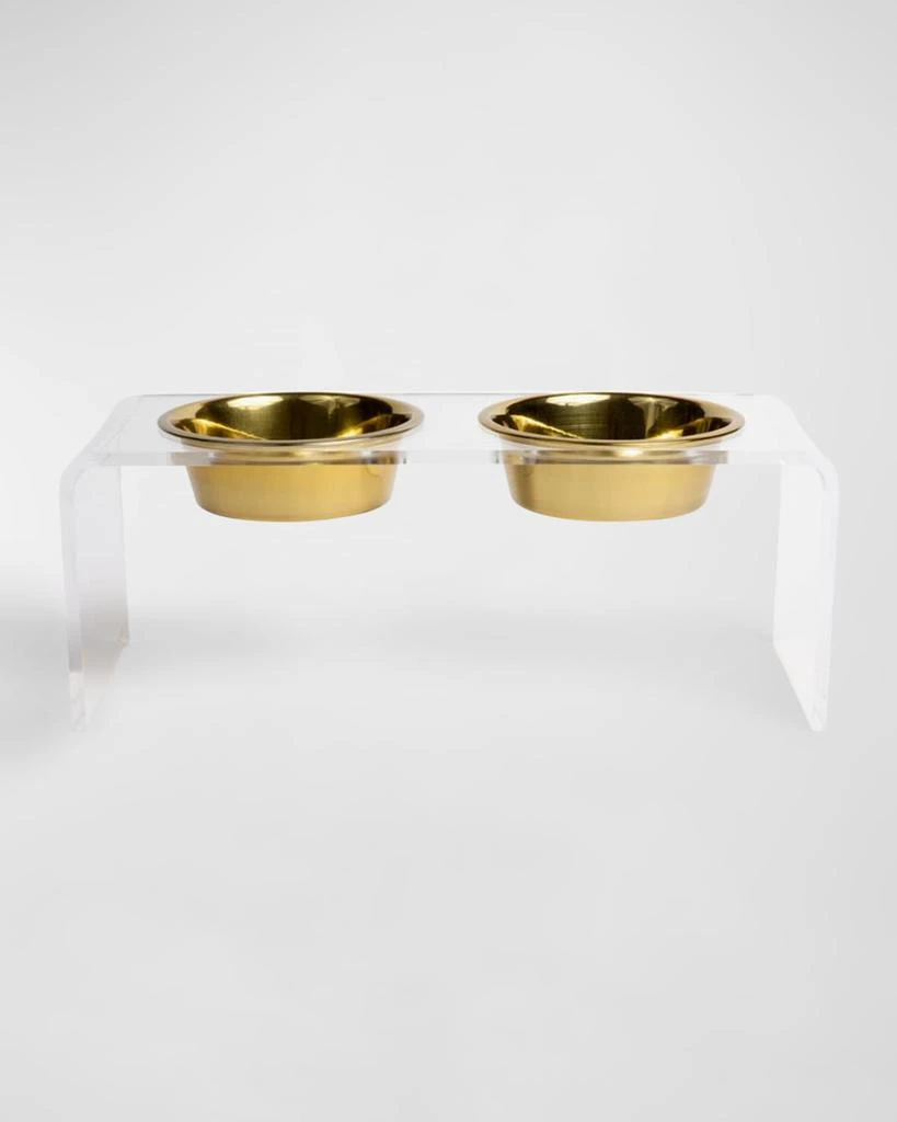 商品HIDDIN|Medium Clear Double Golden Bowl Pet Feeder, 1 Qt,价格¥1157,第1张图片