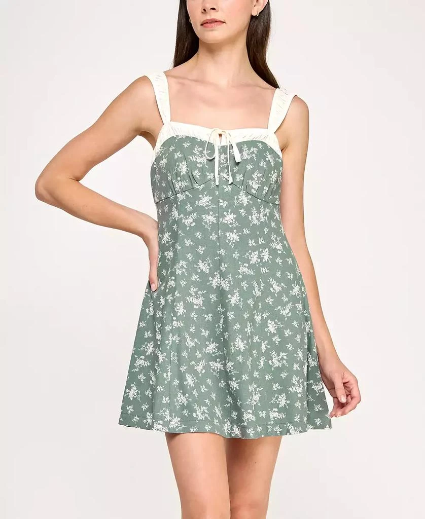 商品Trixxi|Juniors' Printed Contrast-Trim Sleeveless Fit & Flare Dress,价格¥440,第3张图片详细描述