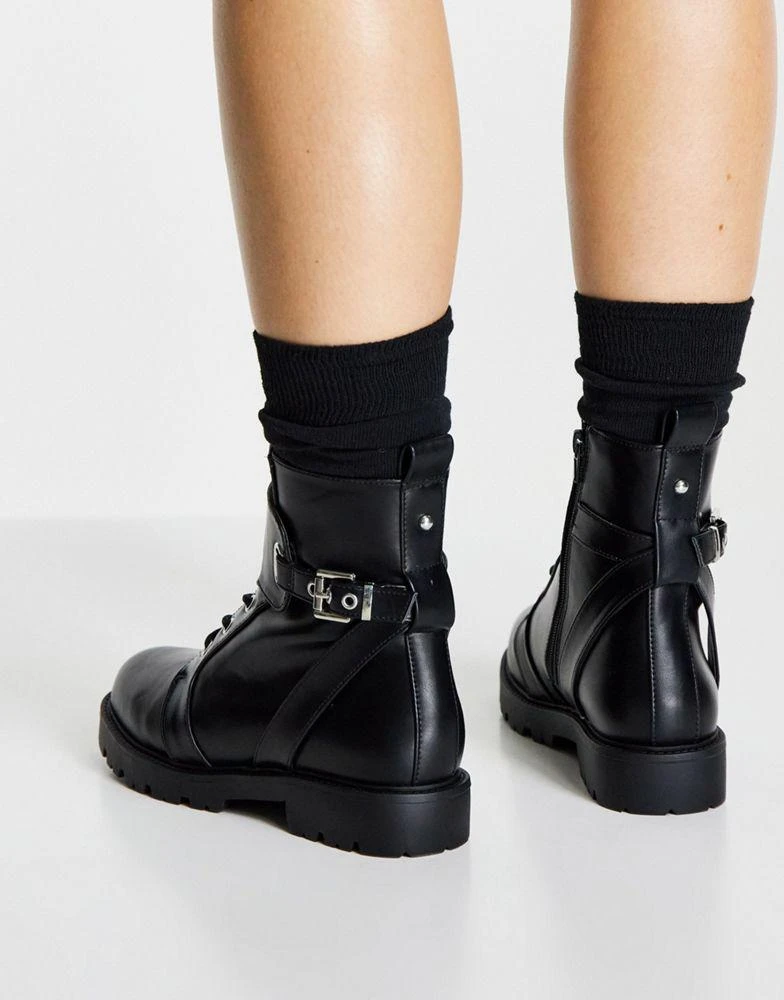 商品ASOS|ASOS DESIGN Aria lace up hardware boots in black,价格¥151,第2张图片详细描述