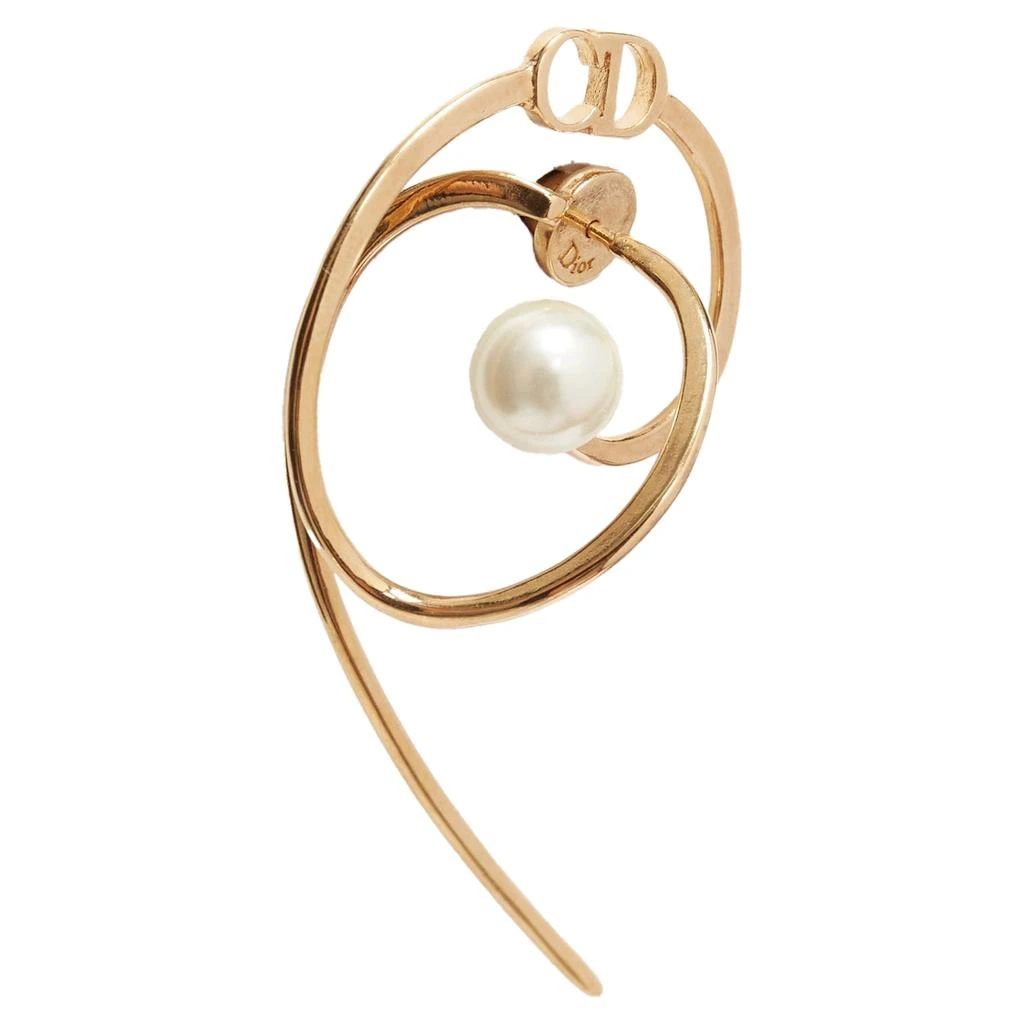 商品[二手商品] Dior|Tribales Gold Metal CD Logo Faux Pearl Swirl Pin Earrings,价格¥4949,第5张图片详细描述