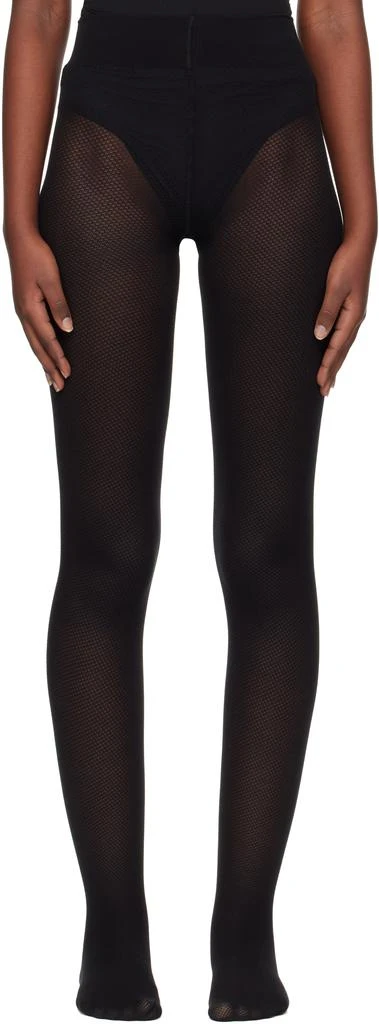 商品Wolford|Black Cotton Net Tights,价格¥478,第1张图片