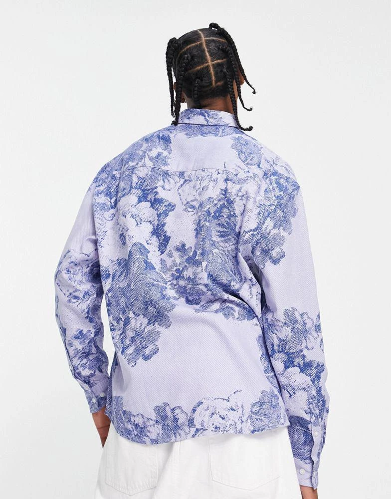 商品ASOS|ASOS DESIGN 90s oversized denim shirt in floral print,价格¥205,第2张图片详细描述
