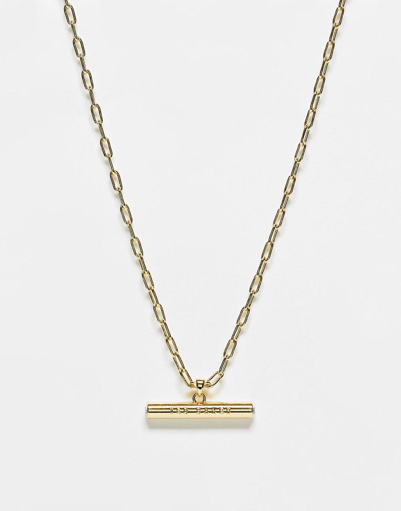 Ted Baker Tharaa logo t-bar necklace in gold商品第2张图片规格展示